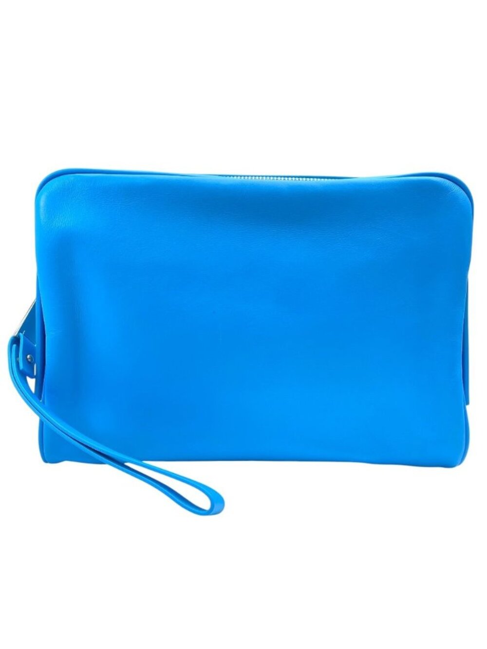Bottega Veneta Clutch Pouch Leather Blue Lightweight Capacity Crossbody